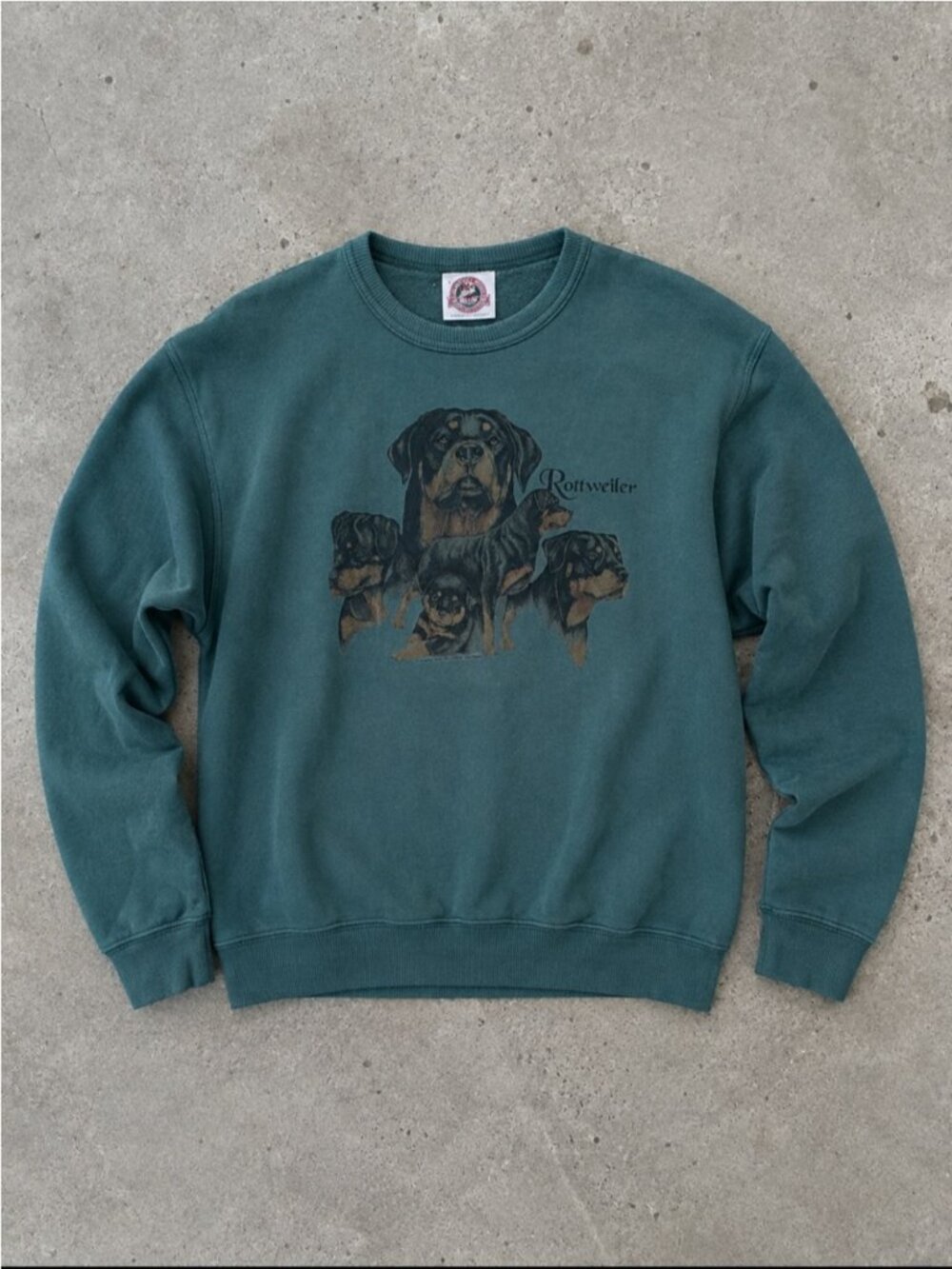 90s Northern Woods Rottweiler Graphic Sweatshirt Adult Large Green Streetwear